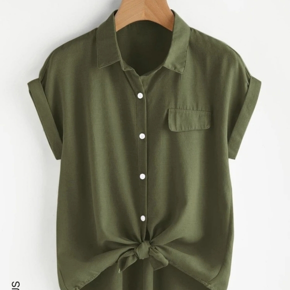 Green Button Down Shirt - Picture 7 of 7